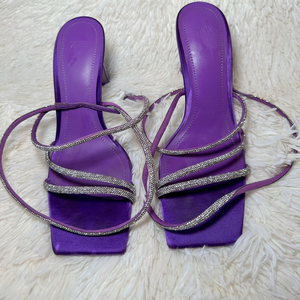 Zara Purple Studded Sandals